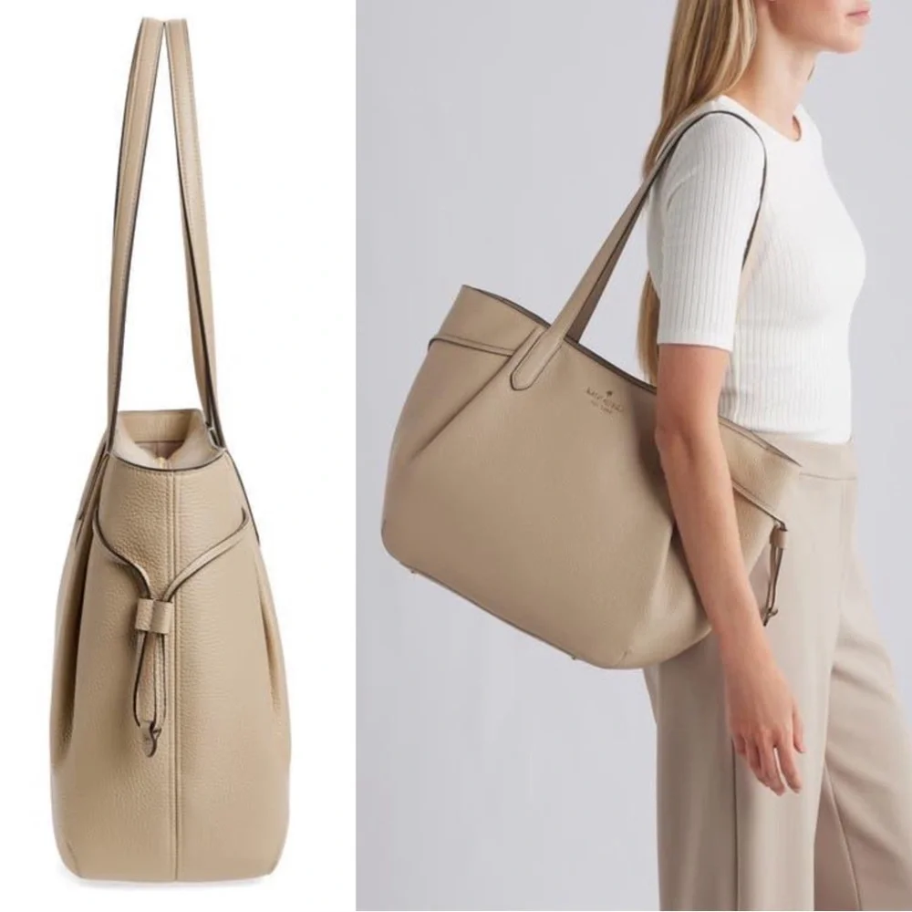 KATE SPADE Beige Cream Neutral Leather Large Dumpling Tote Bag